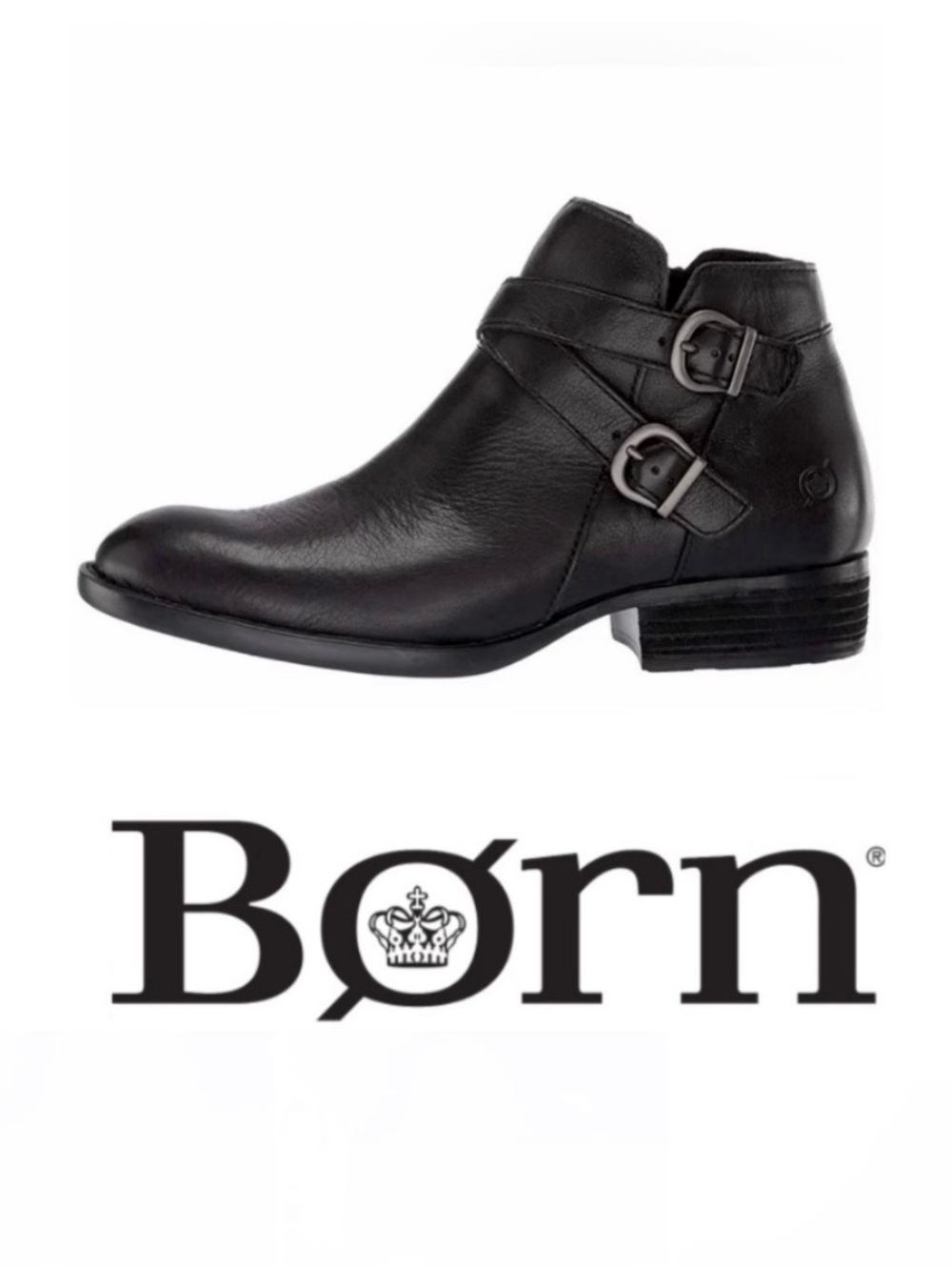 Børn Black Leather Ankle Boots with Buckle Straps
